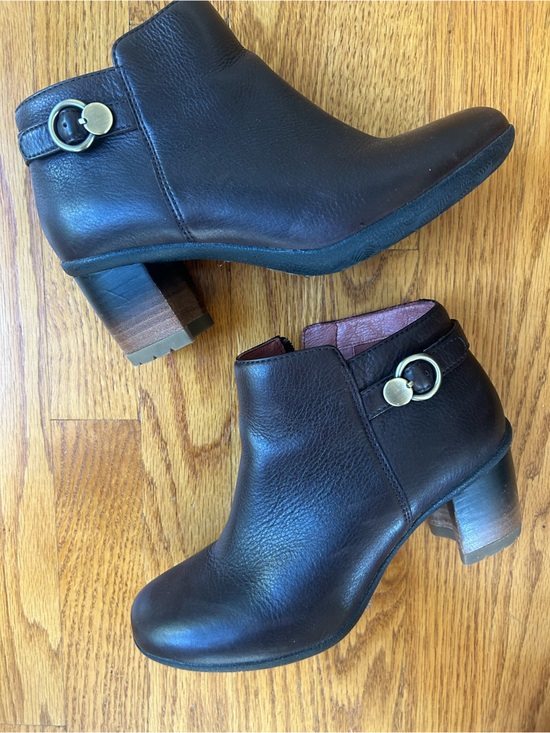 Dansko Shoes - Dansko Dark Brown Leather Ankle Booties with Buckle